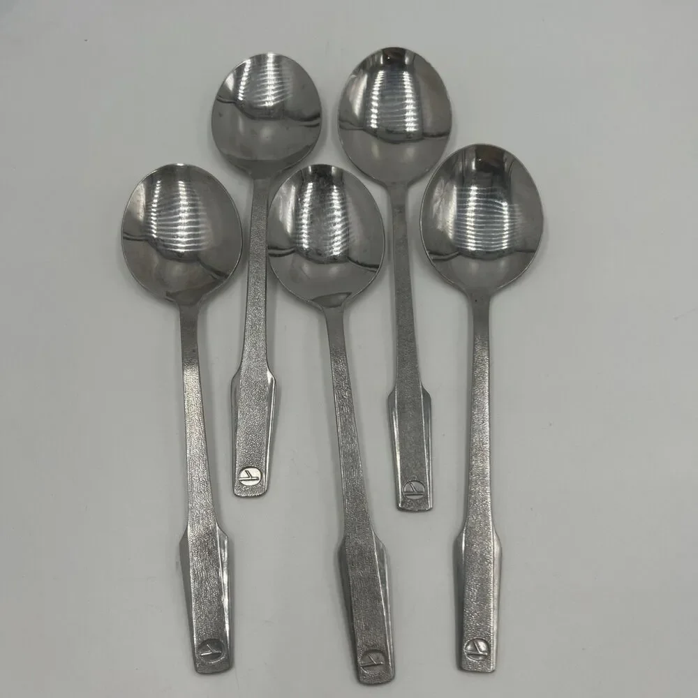 Vintage Eastern Airlines Stainless Steel Flatware 7 Spoons Soup Tea Table JAPAN